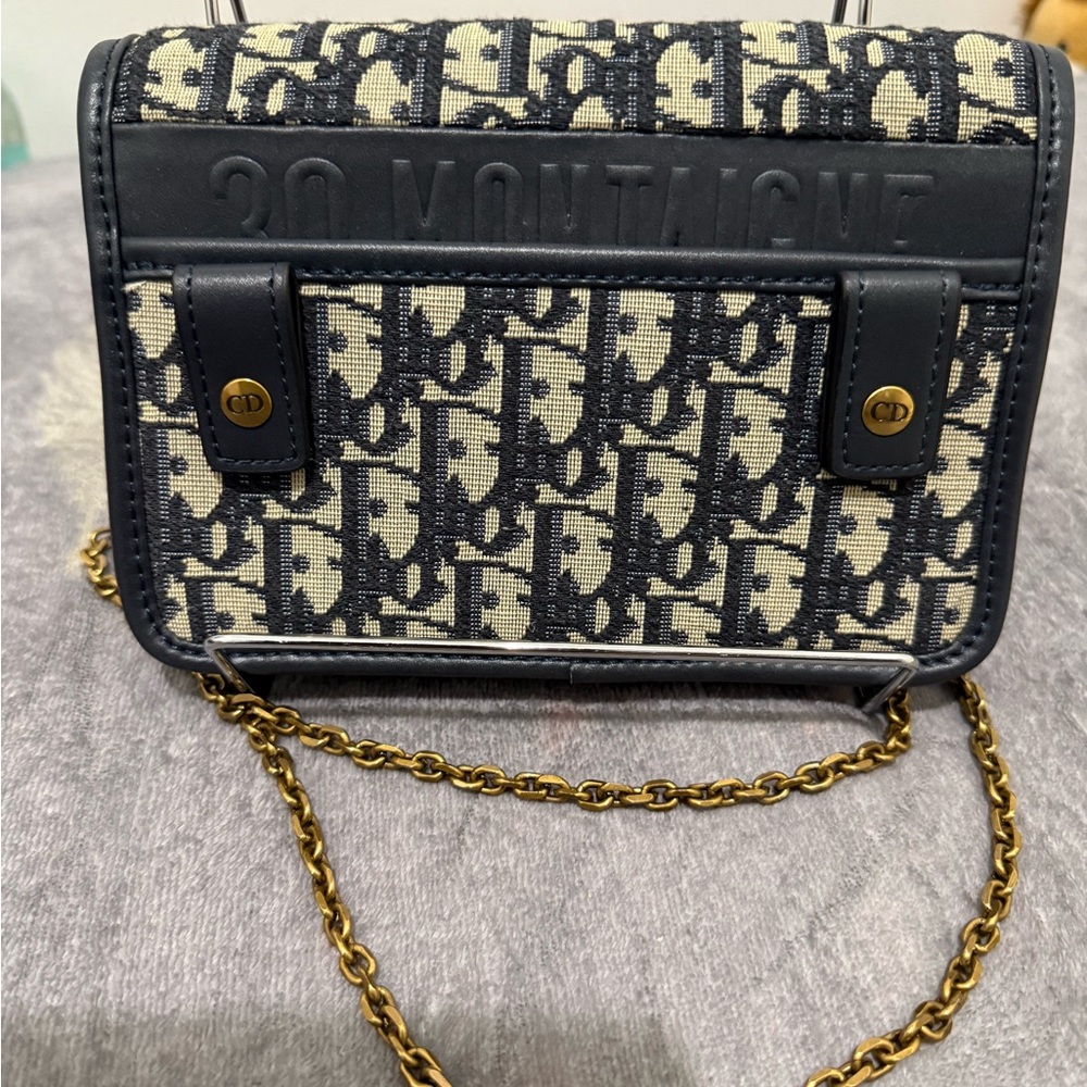 Dior Montaigne Oblique Waist Bag Black Chain Crossbody Bag - Picture 7 of 11